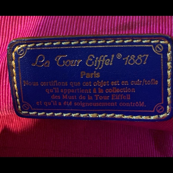 La Tour Eiffel Bag 1887 Classic Royal Blue and Tan Handbag Purse - Picture 3 of 5